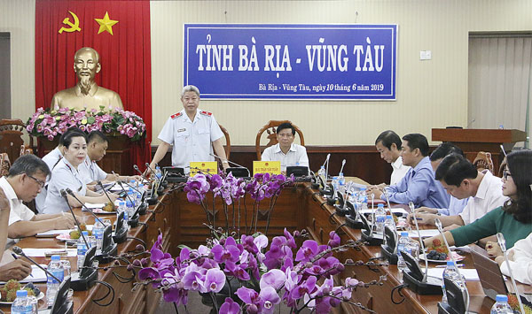 Ông Nguyễn Mạnh Khương, Chánh Thanh tra Bộ Nội vụ, Trưởng đoàn Thanh tra Bộ Nội vụ phát biểu tại buổi công bố quyết định thanh tra.