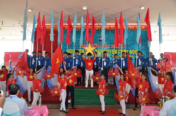 Tiết mục sân khấu hóa “Những bước chân thanh niên” tại Đại hội.