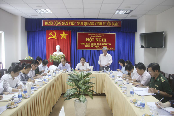 Hội nghị giao ban công tác kiểm tra, giám sát quý I năm 2019 do Ủy ban Kiểm tra Tỉnh ủy tổ chức. 