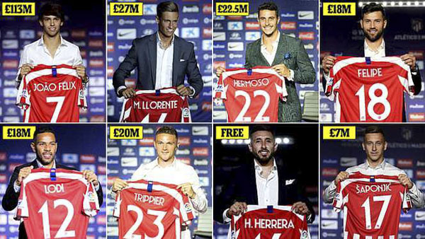 Atletico Madrid gần như thay mới trong mùa hè 2019.