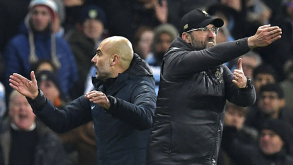 Huấn luyện viên Pep Guardiola (Manchester City) và Juergen Klopp (Liverpool).