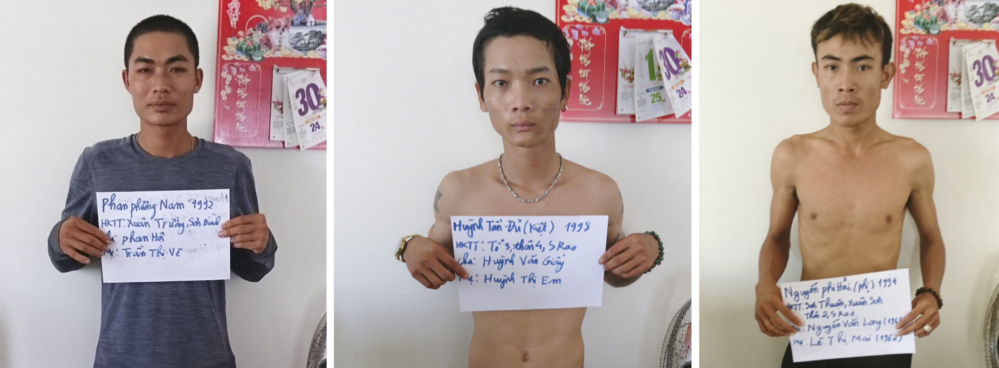 Các đối tượng Phan Phương Nam, Huỳnh Tấn Đủ, Nguyễn Phi Hải.
