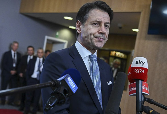 Thủ tướng Italia Giuseppe Conte tại cuộc họp báo ở Brussels, Bỉ.
