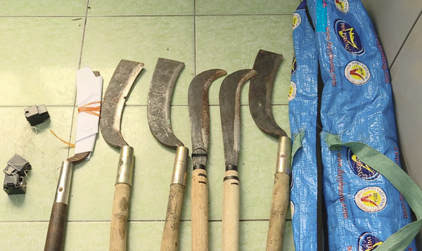 và hung khí trong vụ án gây rối trật tự công cộng, giải quyết mâu thuẫn bằng bạo lực xảy ra tại Tỉnh lộ 44A, xã An Ngãi, huyện Long Điền.