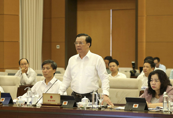 Bộ trưởng Bộ Tài chính Đinh Tiến Dũng phát biểu tại phiên họp.