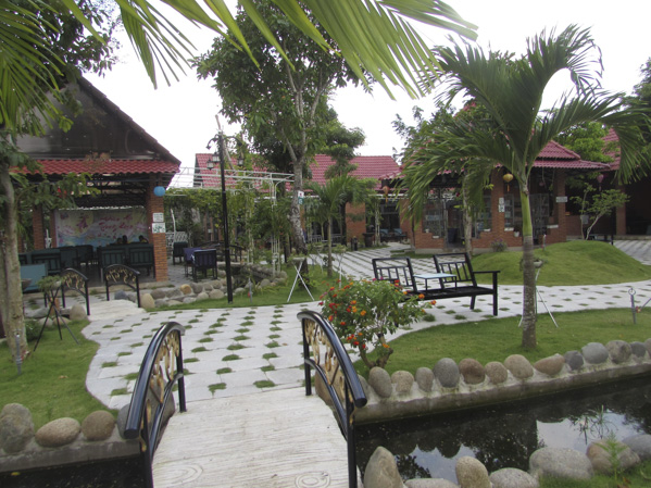 Khuôn viên xanh của thư quán “Cao Gia Hòa Books and Friends”.