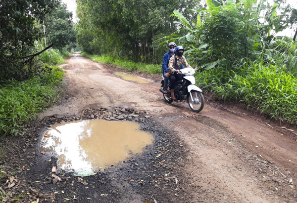 Trên tuyến đường liên xã Tân Lâm - Hòa Hiệp có nhiều đoạn đã bị xuống cấp trầm trọng, xuất hiện nhiều “ổ voi”, “ổ gà” trên mặt đường (đoạn qua ấp Phú Tài, ấp Phú Quý) tiềm ẩn nguy cơ gây tai nạn cho người tham gia giao thông.