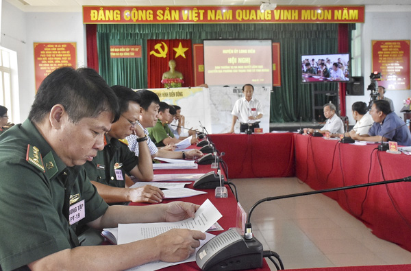 Quang cảnh buổi diễn tập khu vực phòng thủ huyện Long Điền năm 2019.