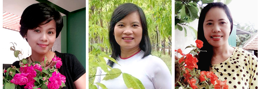Từ trái qua  Nhà thơ Ngô Thanh Vân - Gia Lai_ nhà thơ Trần Nhã My - Tây Ninh _  nhà thơ Vũ Thị Thanh Hòa - Hải Dương.