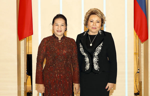 Chủ tịch Quốc hội Nguyễn Thị Kim Ngân và Chủ tịch Hội đồng Liên bang Nga Valentina Matvienko. Ảnh: TRỌNG ĐỨC