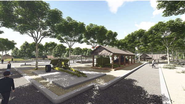 Mô hình khu trưng bày khí tài trong chiến tranh của dự án đầu tư, tôn tạo  di tích địa đạo Kim Long. 