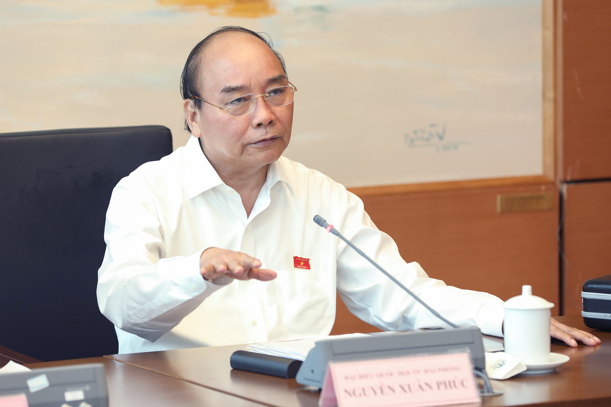 Thủ tướng Chính phủ Nguyễn Xuân Phúc, phát biểu tại tổ. 