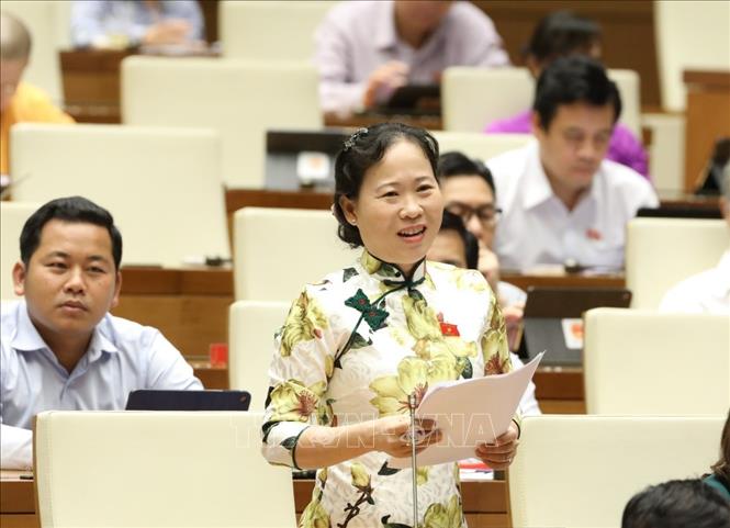 Đại biểu Quốc hội tỉnh Sóc Trăng Tô Ái Vang phát biểu.
