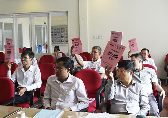 Cổ đông biểu quyết thông qua các nội dung  theo chương trình đại hội.