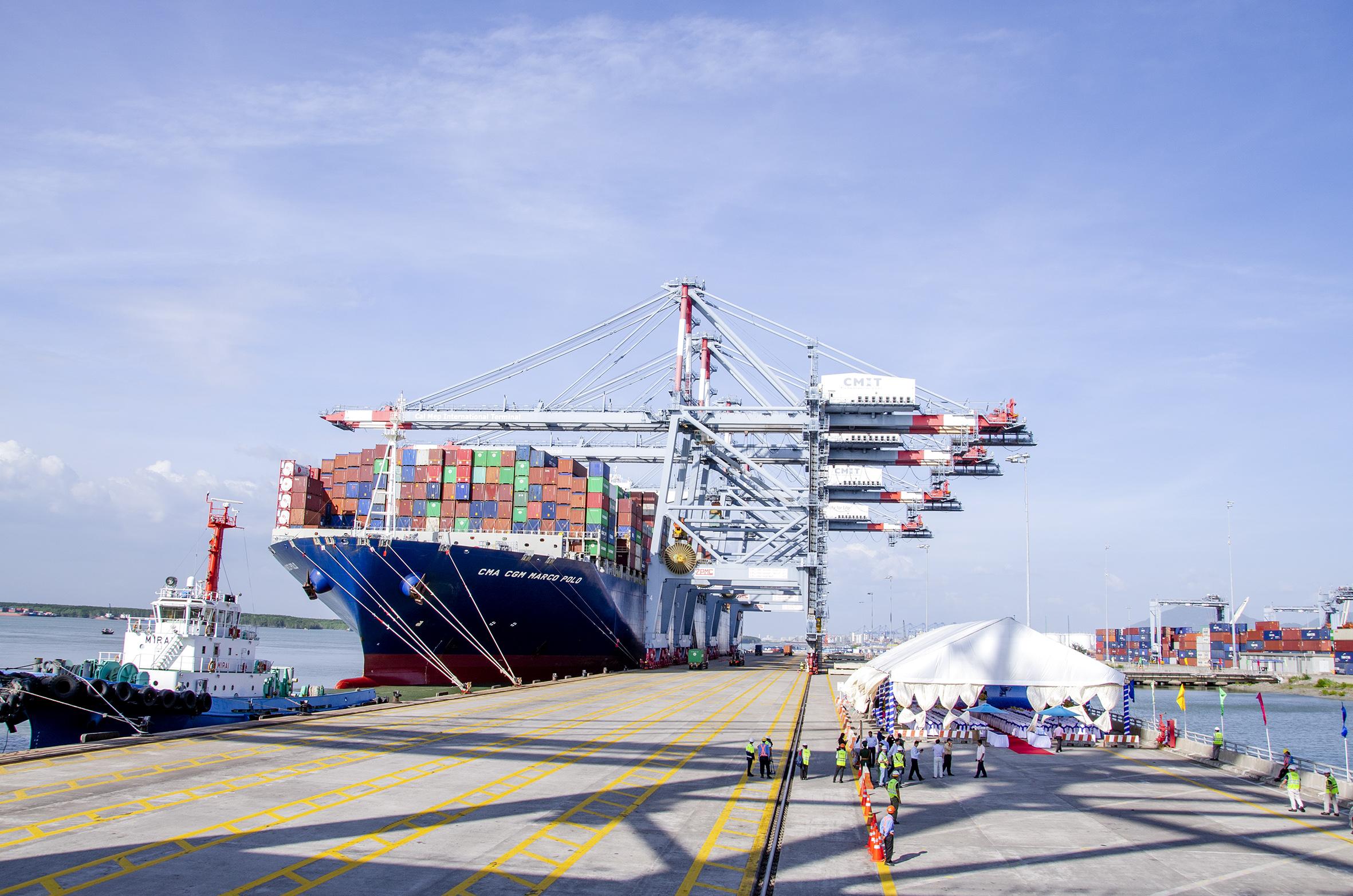 Cảng CMIT đón tàu CMA CGM Marco Polo cập cảng vào tháng 1/2019. Đây là tàu container lớn nhất cập cảng Việt Nam từ trước tới nay.