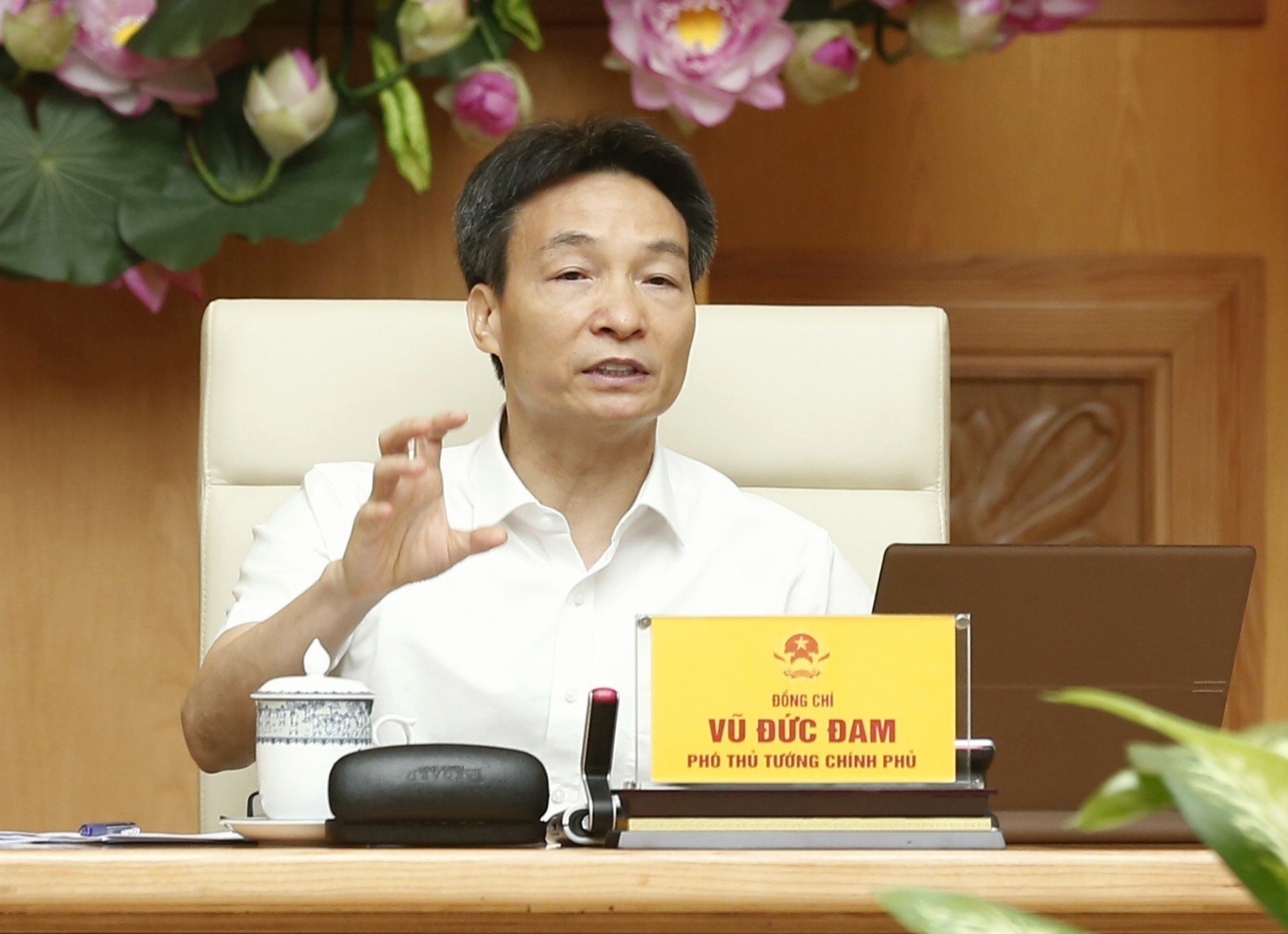 Phó Thủ tướng Vũ Đức Đam phát biểu tại cuộc họp. Ảnh: DOÃN TẤN 