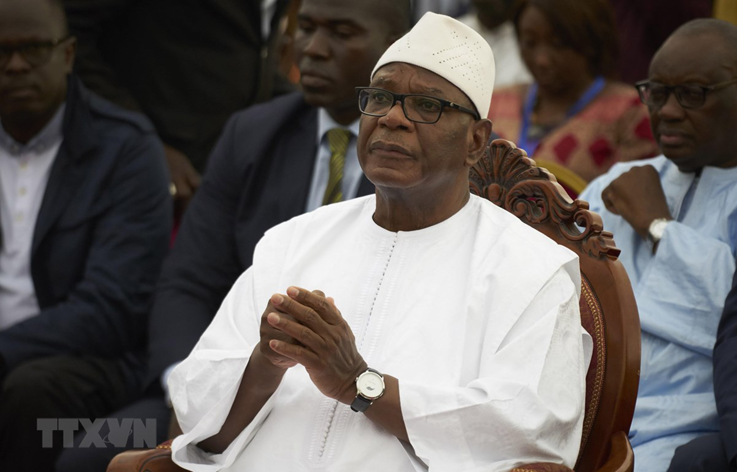 Tổng thống Mali Ibrahim Boubacar Keita (giữa) tại một sự kiện chính trị ở thủ đô Bamako. (Ảnh: AFP)