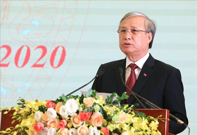 Ông Trần Quốc Vượng, Ủy viên Bộ Chính trị, Thường trực Ban Bí thư phát biểu tại buổi lễ.