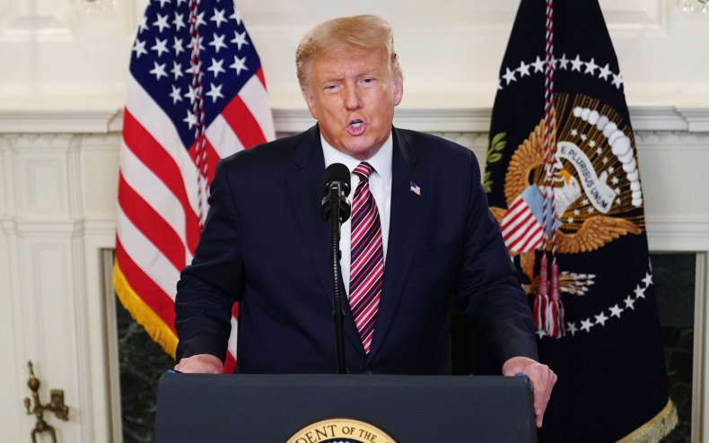Tổng thống Mỹ Donald Trump phát biểu tại Nhà Trắng ở Washington, D.C., Mỹ.