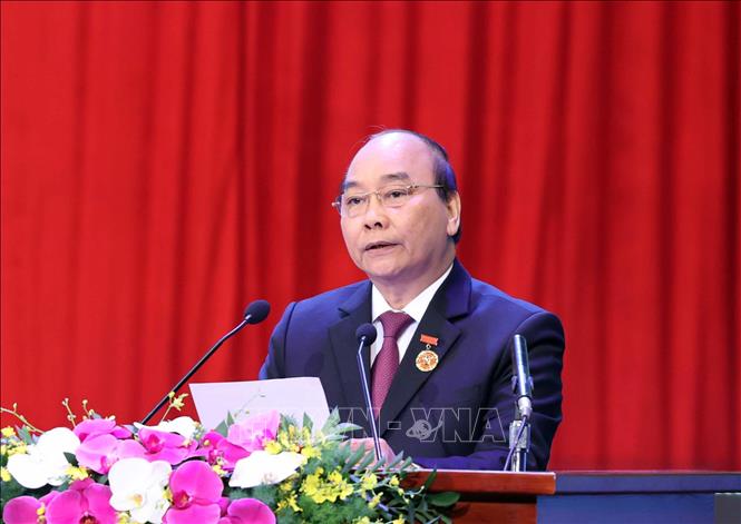 Thủ tướng Nguyễn Xuân Phúc, Chủ tịch Hội đồng Thi đua – Khen thưởng Trung ương phát biểu khai mạc. Ảnh: TTXVN