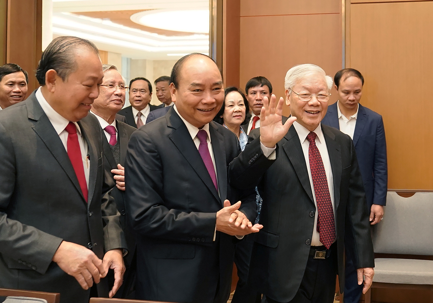 Tổng Bí thư, Chủ tịch nước Nguyễn Phú Trọng, Thủ tướng Chính phủ Nguyễn Xuân Phúc và các đại biểu dự Hội nghị Chính phủ với địa phương (tổ chức ngày 30-31/12/2019). Ảnh: QUANG HIẾU