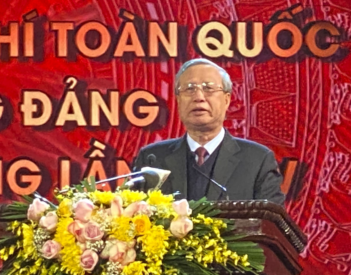 Ông Trần Quốc Vượng, Ủy viên Bộ Chính trị, Thường trực Ban Bí thư phát biểu tại buổi lễ. Ảnh: Gia An