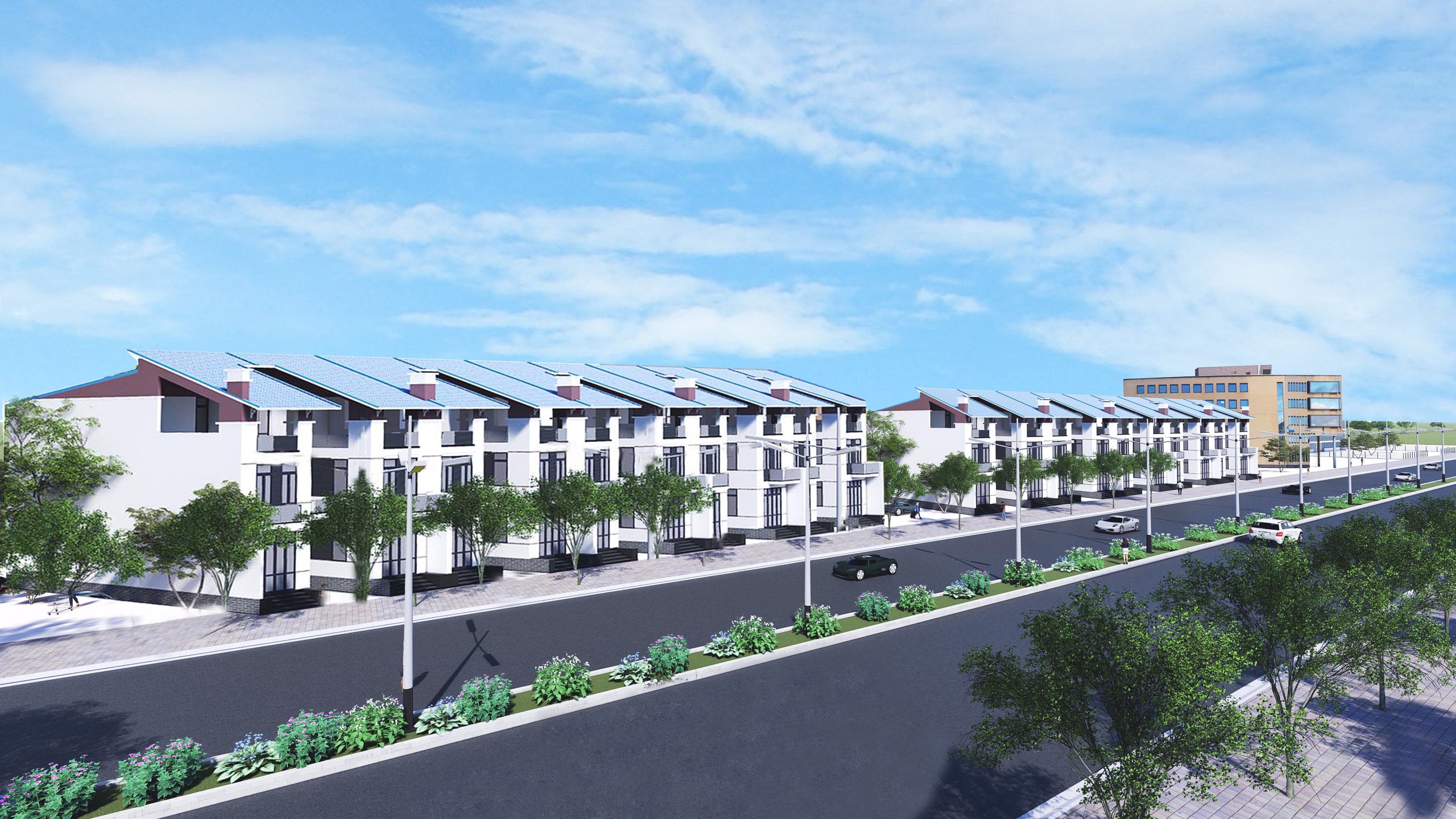 Đường Thống Nhất (nối dài) sẽ được đầu tư đồng bộ các hạng mục: nền mặt đường, vỉa hè, hệ thống thoát nước…Trong ảnh: Phối cảnh tổng thể đường Thống Nhất (nối dài).