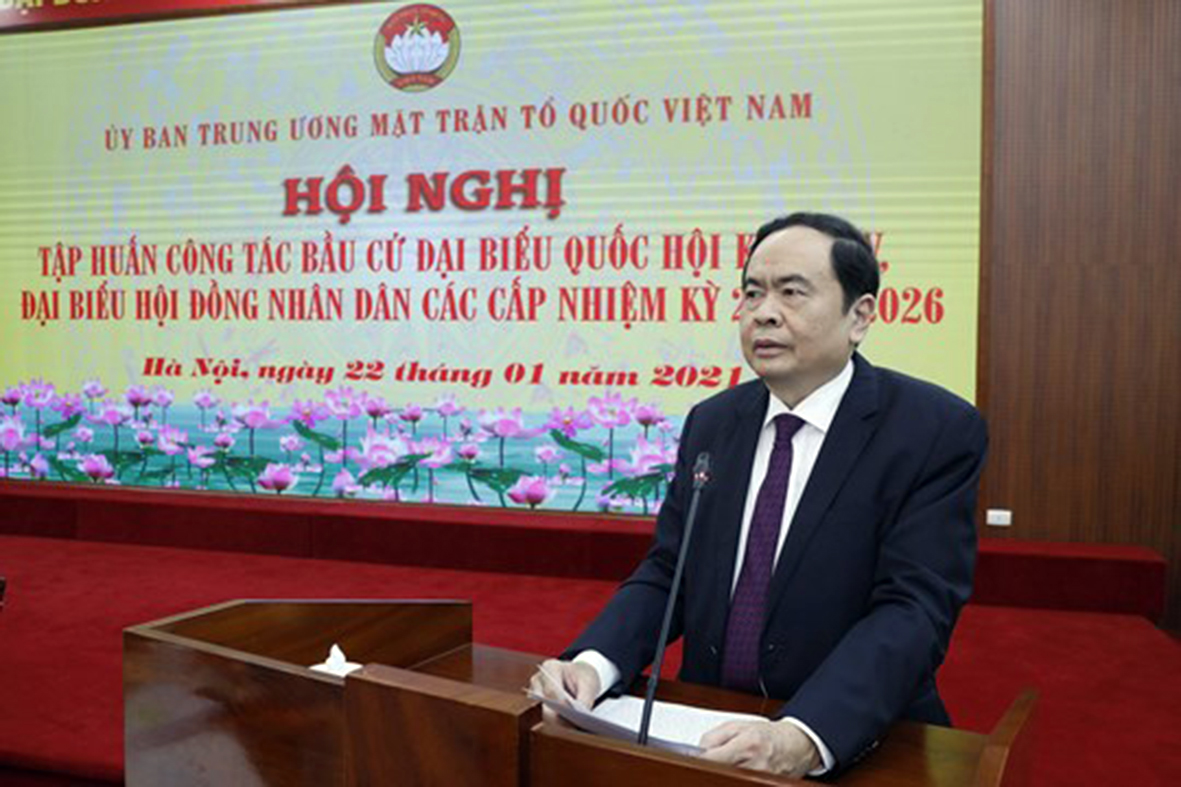 Chủ tịch Ủy ban Trung ương MTTQ Việt Nam Trần Thanh Mẫn dự và phát biểu tại Hội nghị.