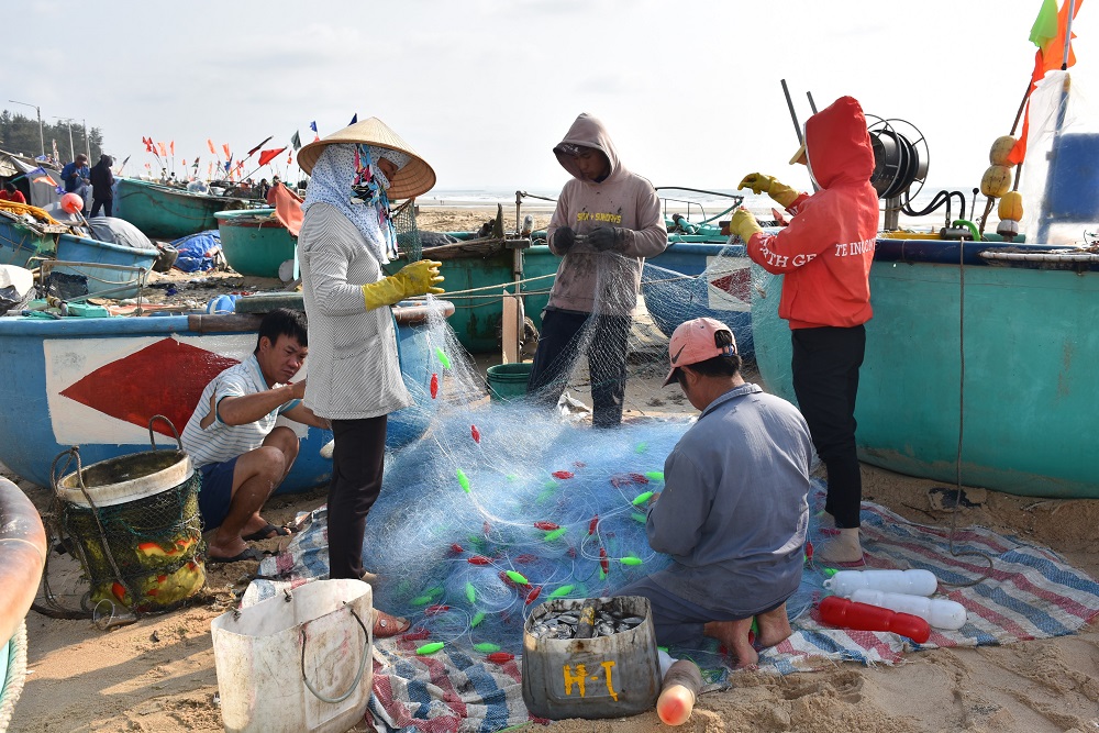 Ngư dân TT. Phước Hải thu hoạch cá sau chuyến biển đầu năm.