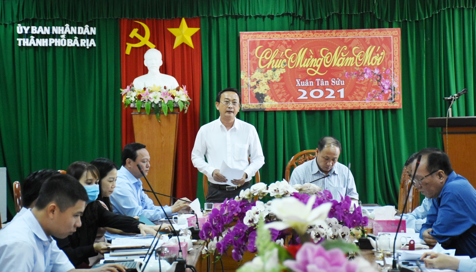 Đoàn kiểm tra của UBBC tỉnh do ông Lê Hồng Ngọc, Phó Chủ tịch UBMTTQ Việt Nam tỉnh, Ủy viên UBBC tỉnh làm Trưởng Đoàn làm việc với UBBC TP. Bà Rịa về công tác chuẩn bị bầu cử tại địa phương.