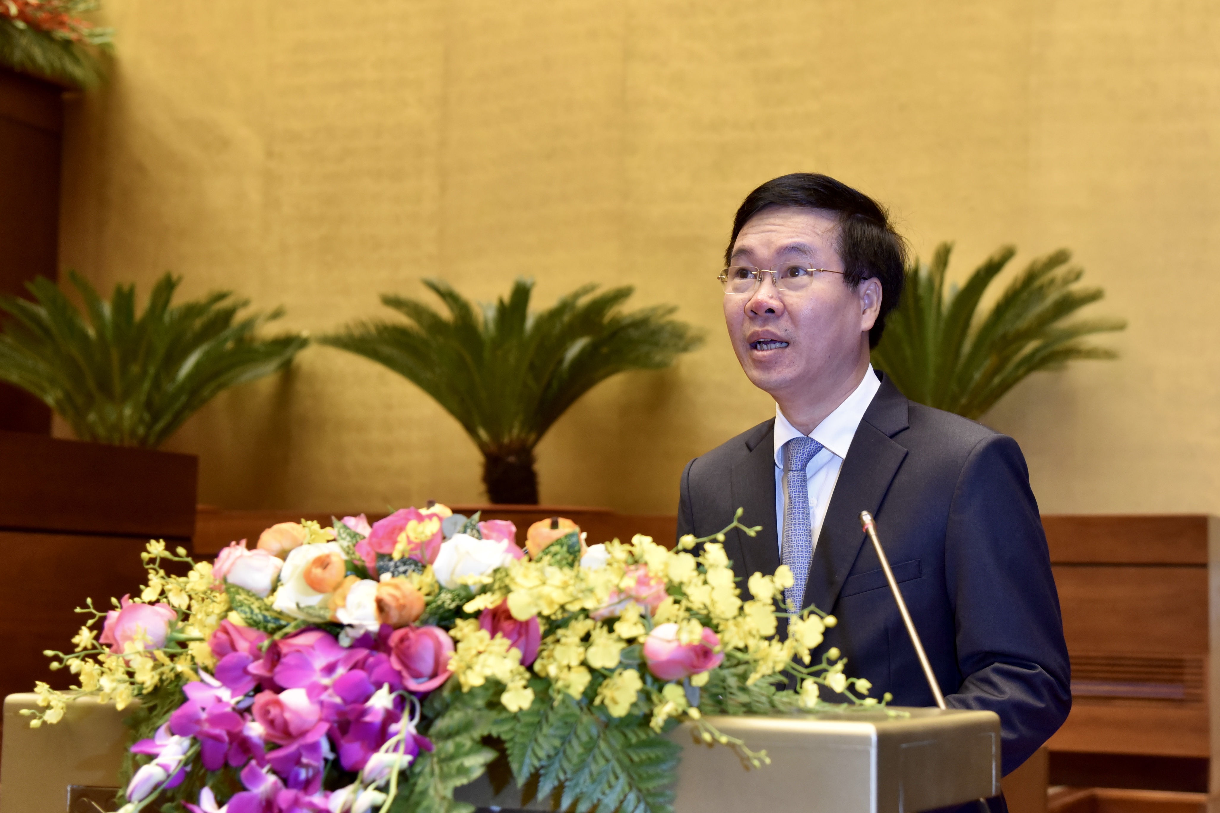 Ông Võ Văn Thưởng, Ủy viên Bộ Chính trị, thường trực Ban Bí thư Trung ương Đảng phát biểu khai mạc Hội nghị.