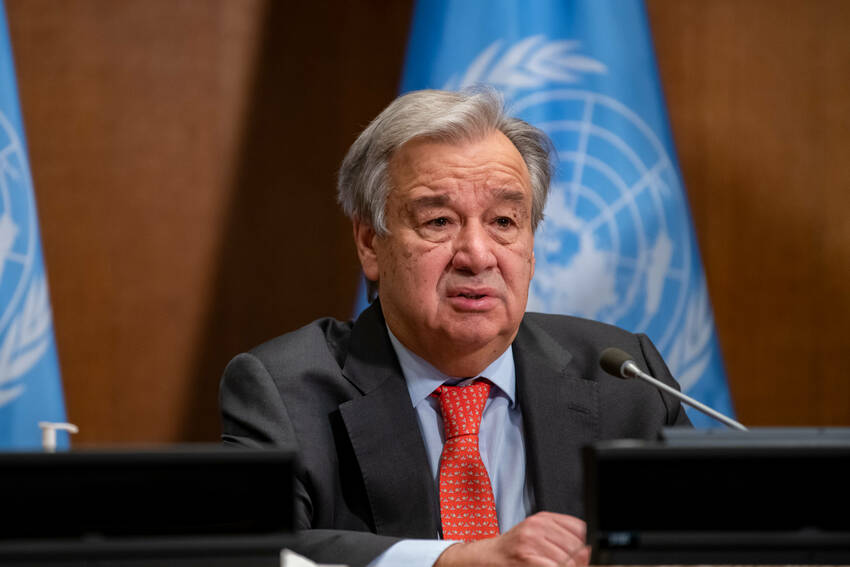 Tổng thư ký Liên hợp quốc Antonio Guterres phát biểu tại trụ sở LHQ ở New York, Mỹ.