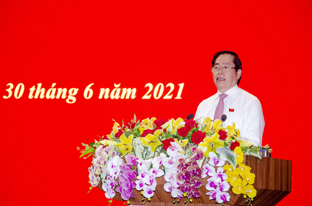 Ông Phạm Viết Thanh, Ủy viên Trung ương Đảng, Bí thư Tỉnh uỷ, Chủ tịch HĐND tỉnh phát biểu bế mạc Kỳ họp.