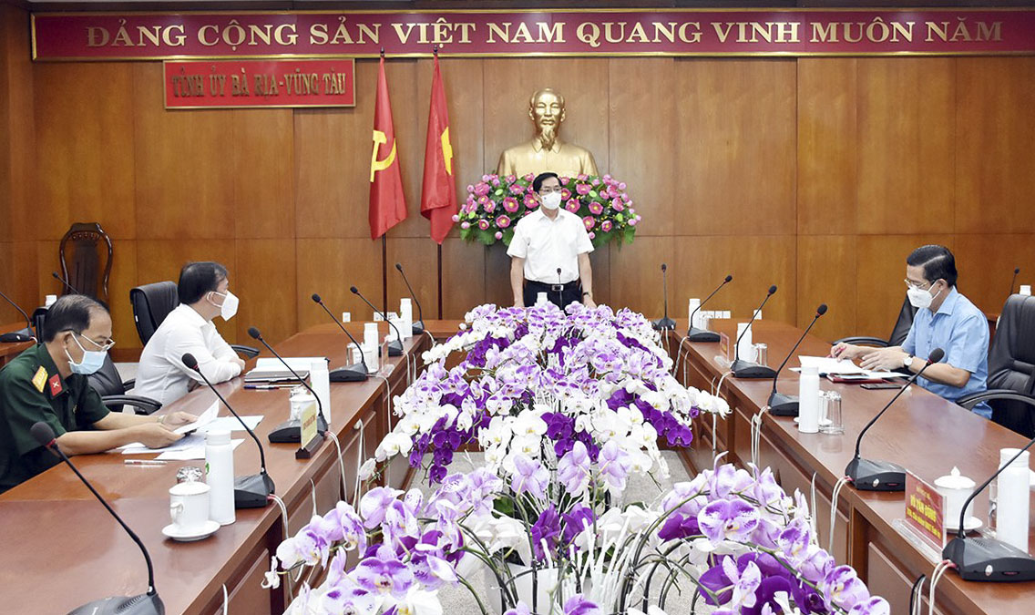 Quang cảnh cuộc họp tại điểm cầu Tỉnh ủy. Ảnh: QUANG VINH