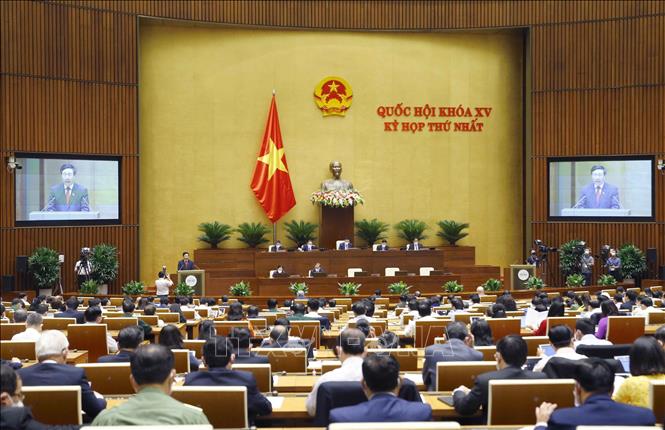 Quang cảnh ngày làm việc thứ hai của Kỳ họp thứ Nhất, Quốc hội khóa XV. Ảnh: Doãn Tấn/TTXVN