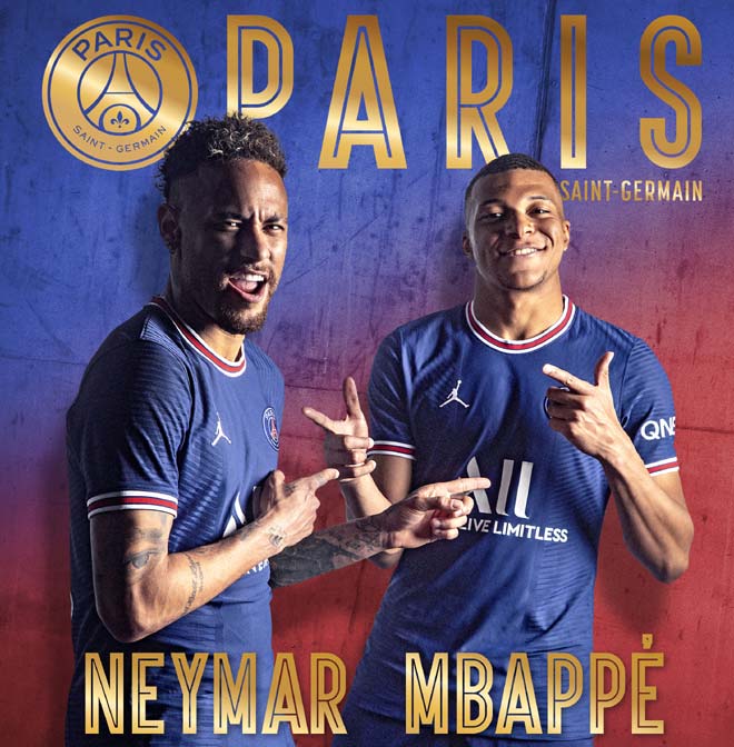 Trang bìa tạp chí PSG số ra tuần này đăng ảnh cặp song sát của PSG là điều khẳng định Mbappe vẫn còn ở lại PSG.