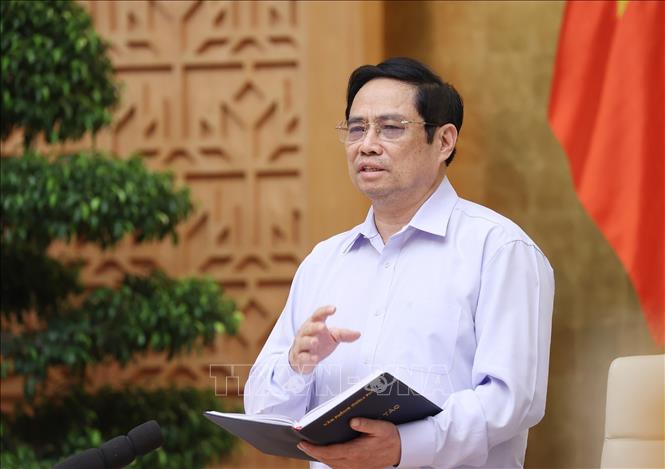 Thủ tướng Phạm Minh Chính phát biểu kết luận cuộc họp. Ảnh: TTXVN