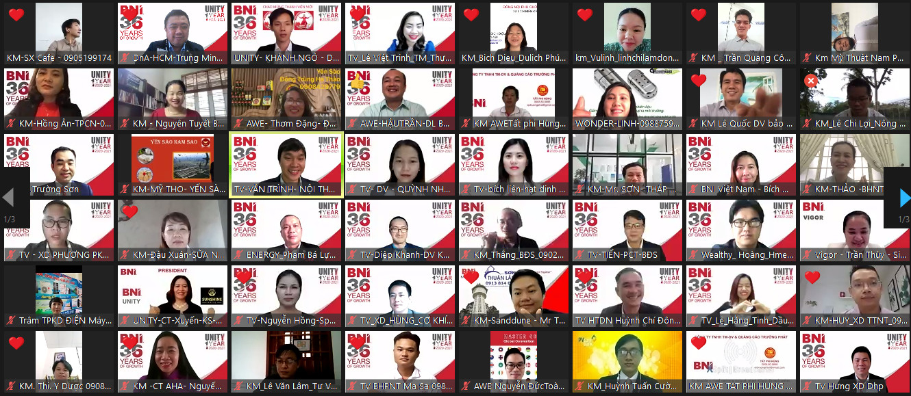 Một buổi kết nối giao thương của BNI Unity Chapter Bà Rịa được tổ chức theo hình thức trực tuyến.