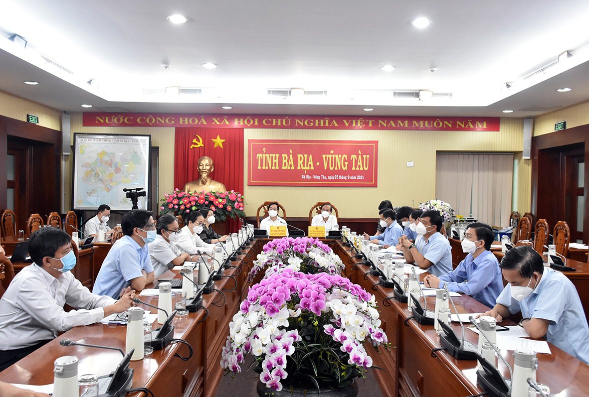 Quang cảnh cuộc họp tại điểm cầu tỉnh BR-VT. Ảnh: QUANG VINH