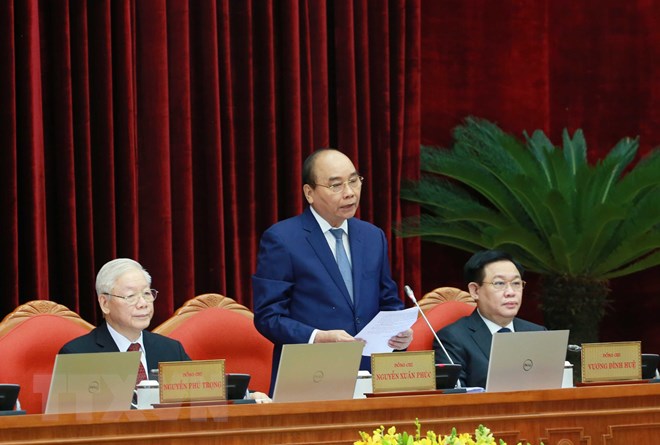 Chủ tịch nước Nguyễn Xuân Phúc điều hành phiên khai mạc Hội nghị. Ảnh; Phương Hoa/TTXVN