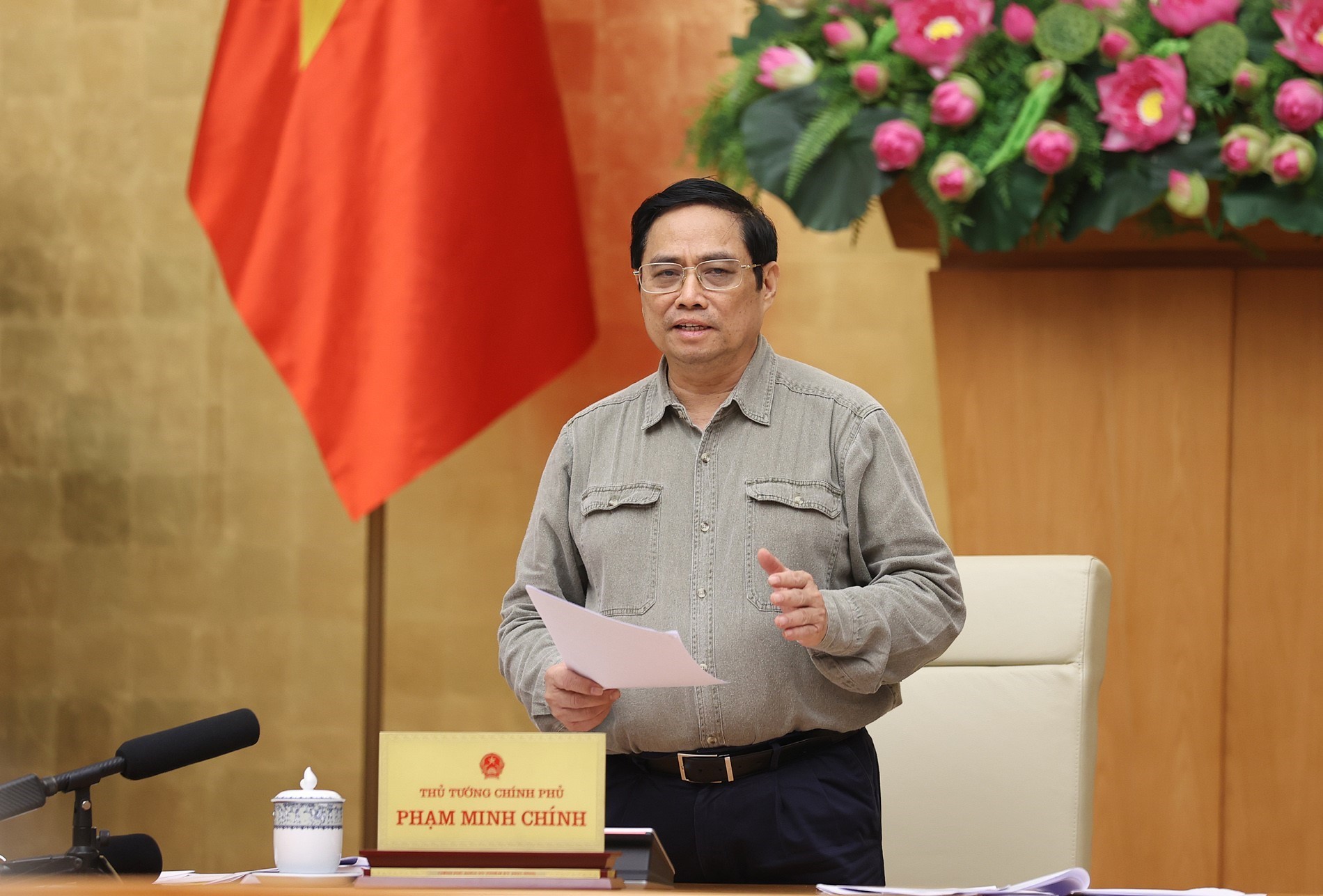 Thủ tướng Phạm Minh Chính phát biểu, kết luận cuộc họp. Ảnh: DƯƠNG GIANG