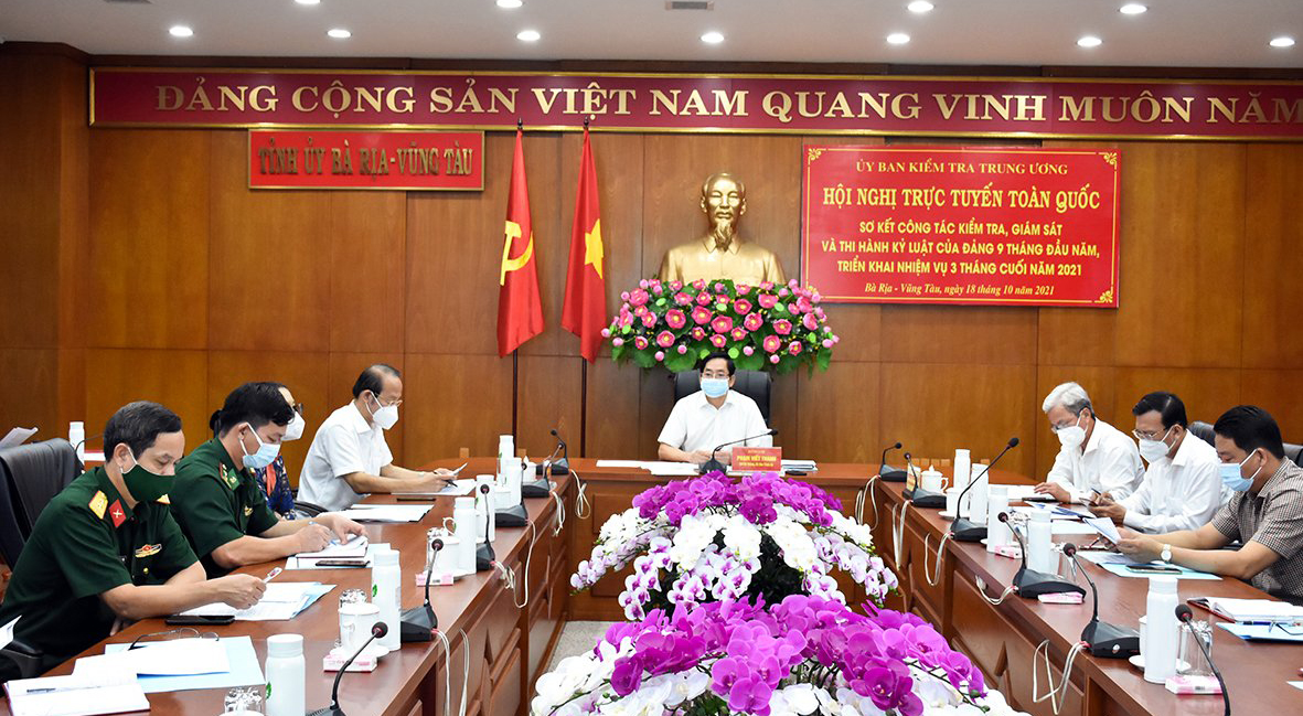 Quảng cảnh Hội nghị tại điểm cầu Tỉnh ủy BR-VT.