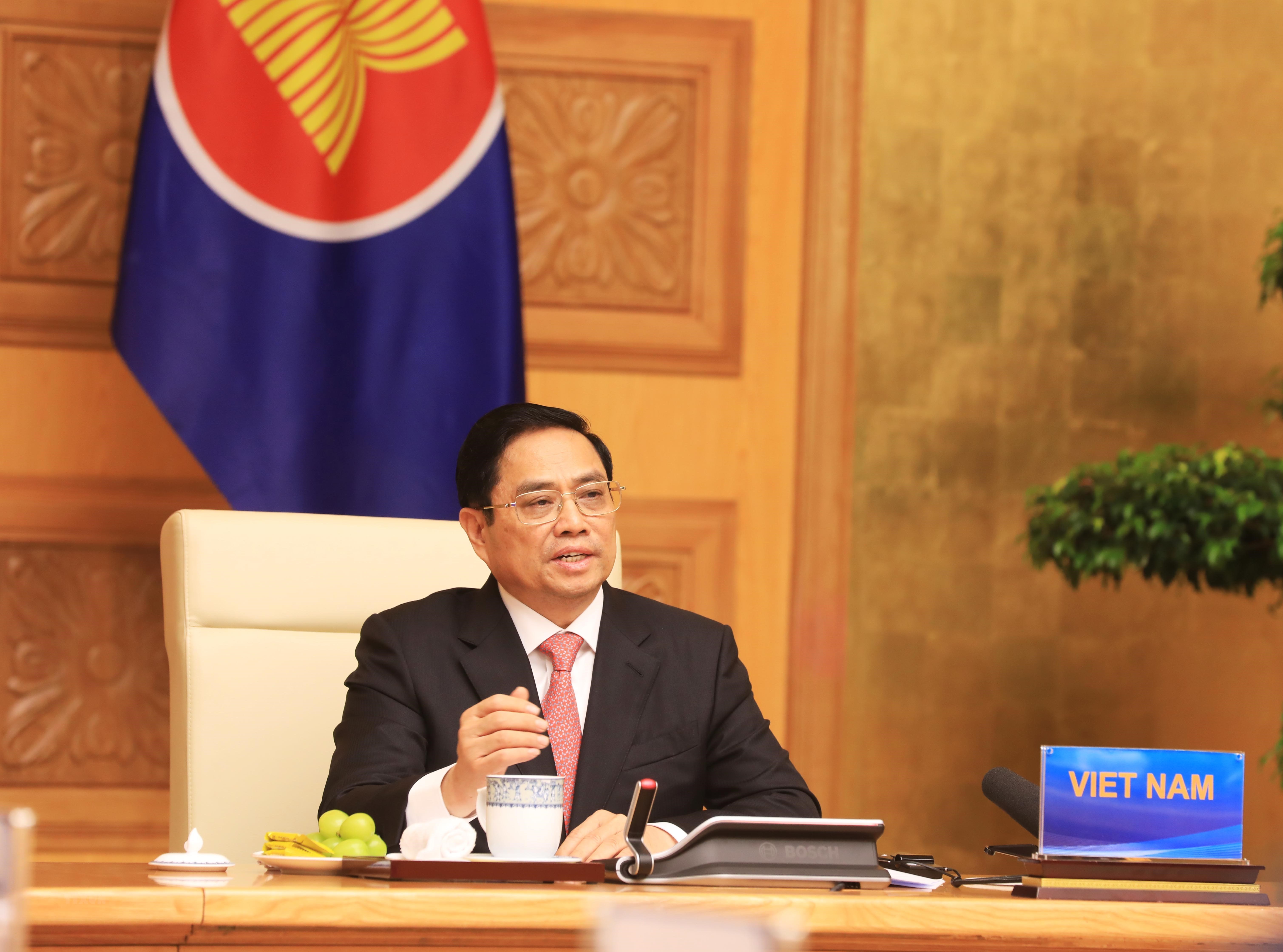 Thủ tướng Chính phủ Phạm Minh Chính phát biểu tại Hội nghị cấp cao đặc biệt kỷ niệm 30 năm quan hệ ASEAN-Trung Quốc.