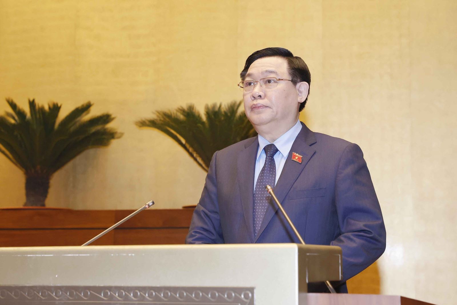 Chủ tịch Quốc hội Vương Đình Huệ phát biểu khai mạc hội nghị.