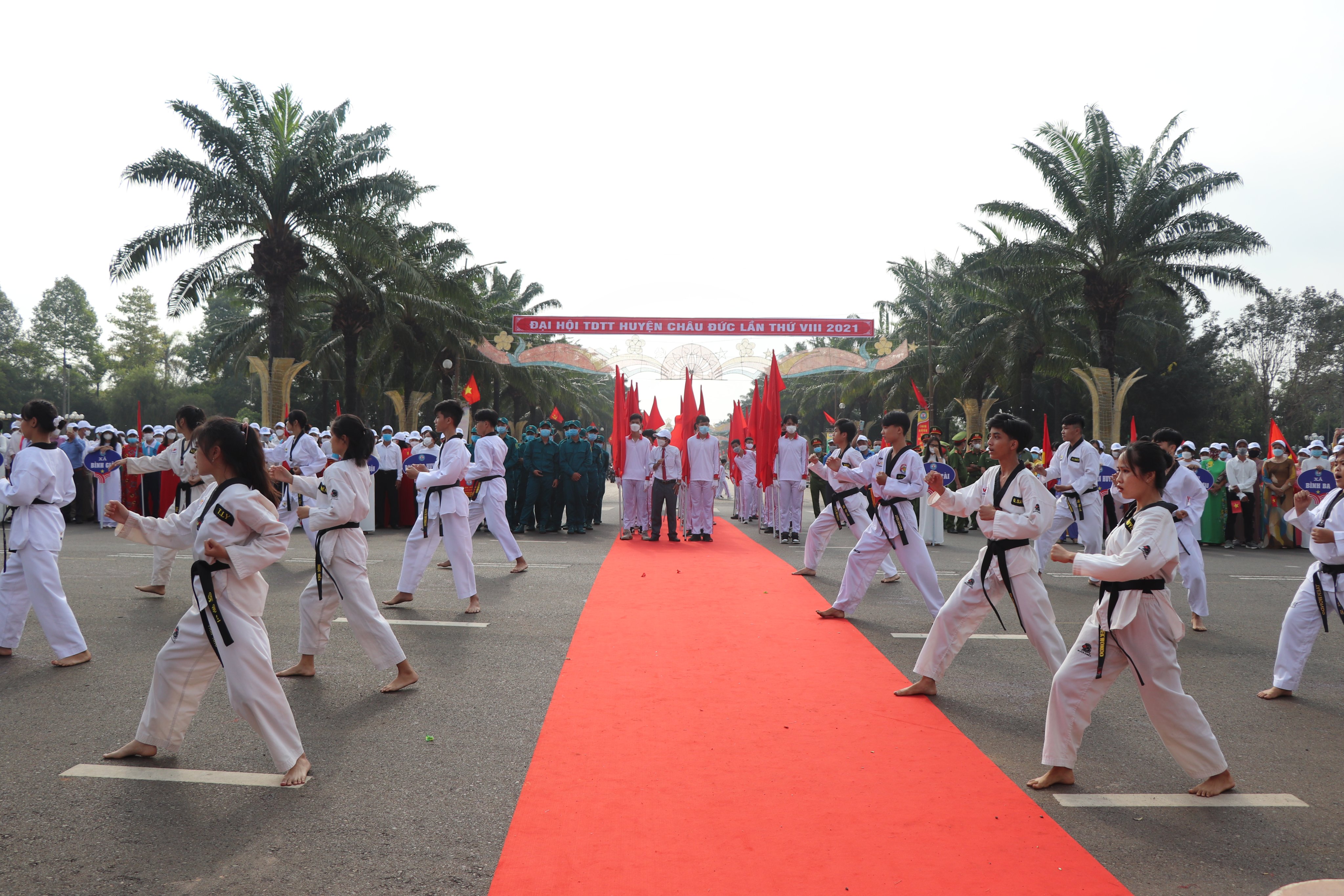 Biểu diễn võ thuật tại Lễ khai mạc Đại hội.