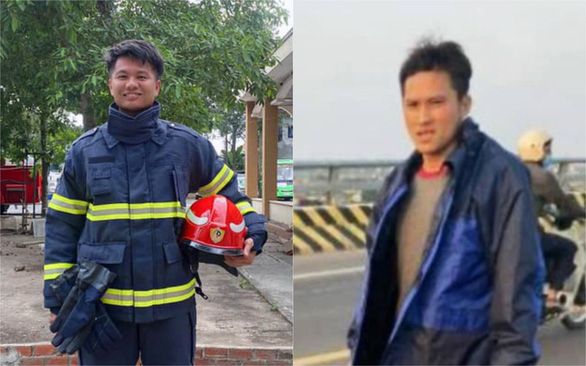 Trung úy Thái Ngô Hiếu (trái) và anh Nguyễn Đức Chính.
