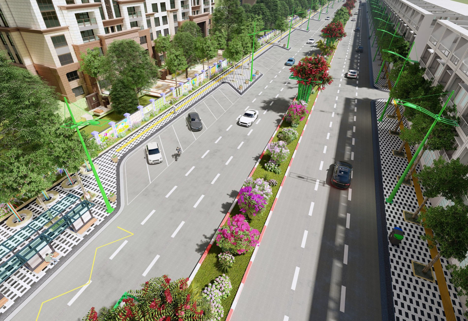 Phối cảnh vịnh đậu xe trên đường Lê Hồng Phong sau khi cải tạo.