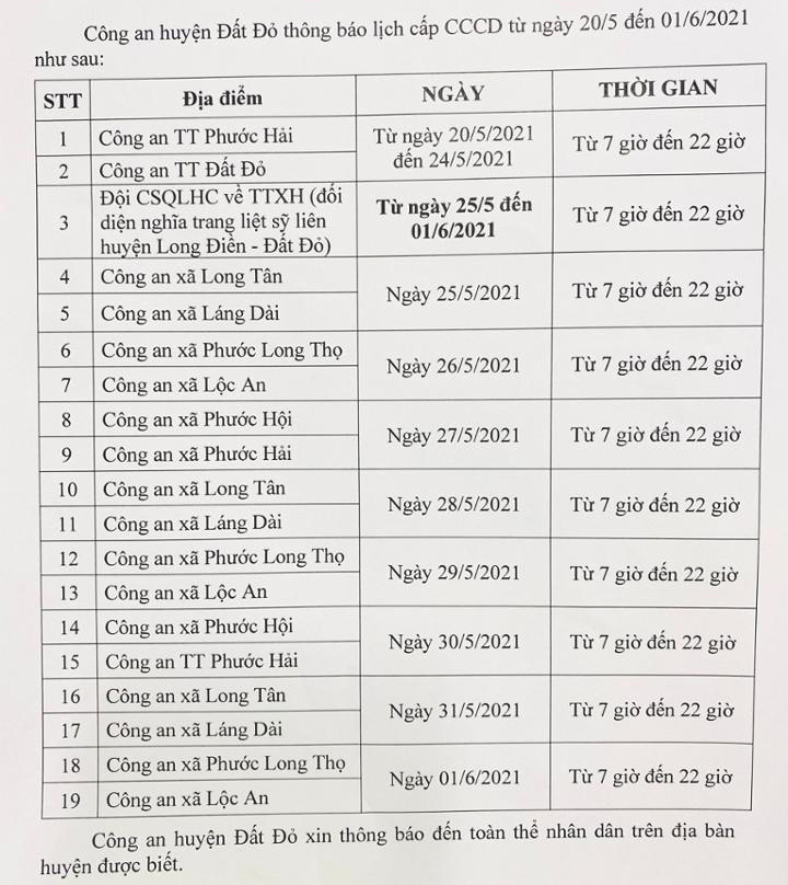 Người dân nắm lịch cụ thể để tiện sắp xếp công việc để cấp CCCD gắn chíp
