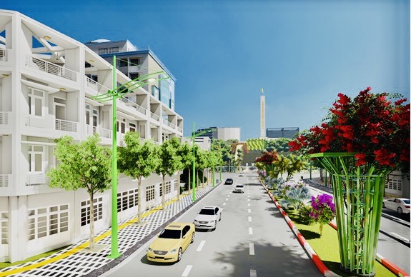 Phối cảnh tháp hoa trên đường Lê Hồng Phong. Ảnh: QUANG VŨ
