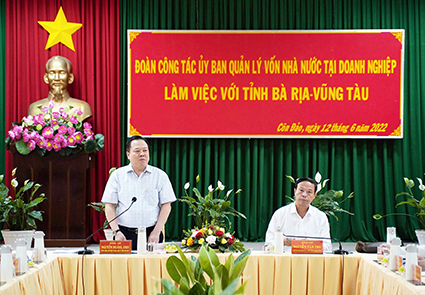 Ông Nguyễn Hoàng Anh, Ủy viên Trung ương Đảng, Chủ tịch Ủy ban Quản lý vốn Nhà nước tại DN phát biểu trong buổi làm việc.